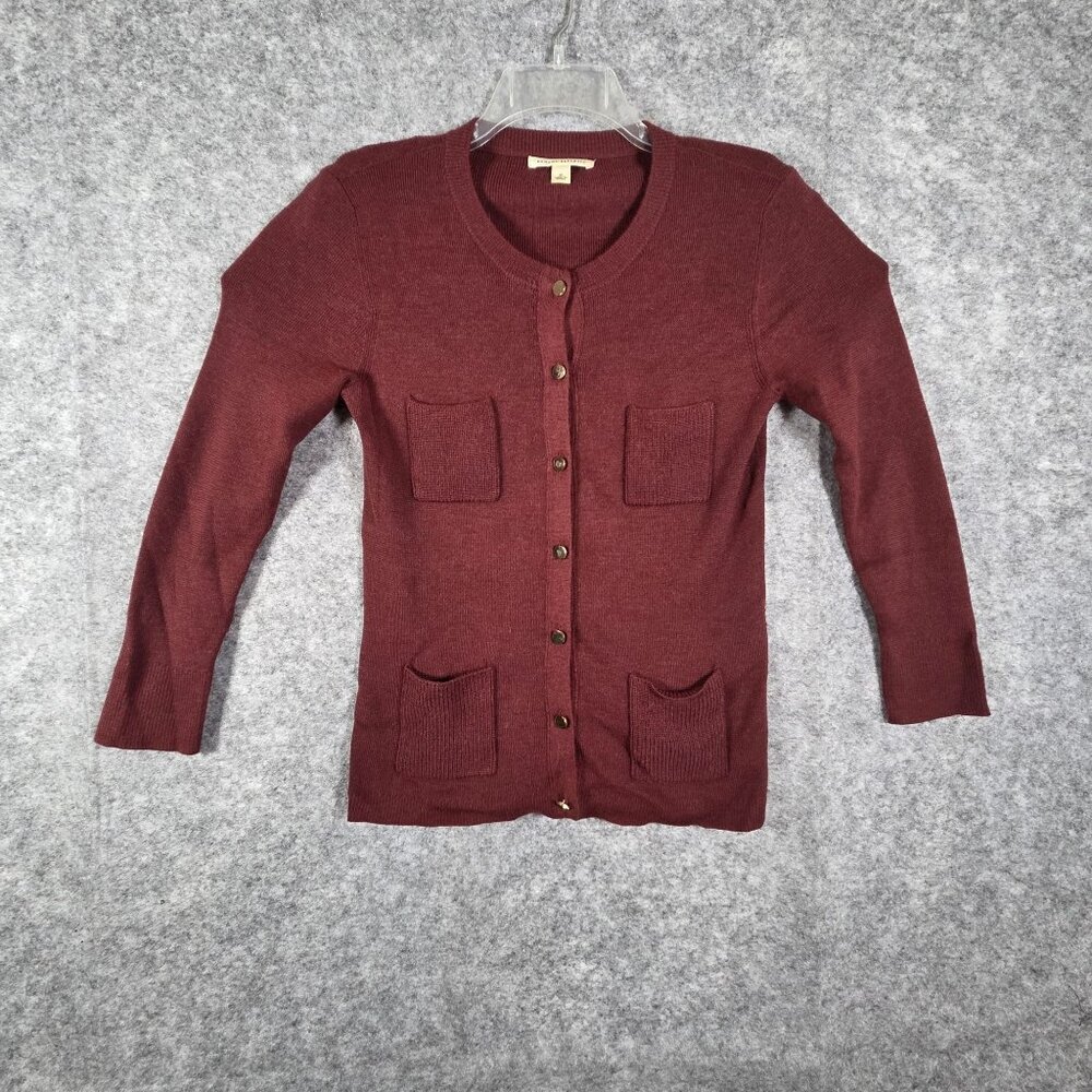 Banana Republic Women's Button Up Knit Sweater Alpaca Blend Maroon Size M
